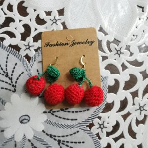 Heklane naušnice- trešnje