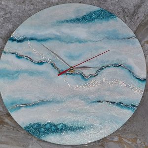 Unikatni sat, epoksi smola, prečnik 34 cm